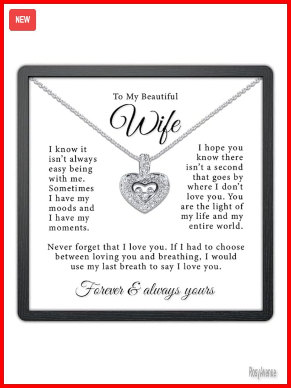 Swarovski Crystal Pendant Necklace Titanium Alloy Rhodium Plated Wife Gift